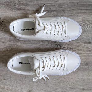 BRAND NEW Madewell Sidewalk Low-Top Sneakers in Leather Pale Parchment size 7.5